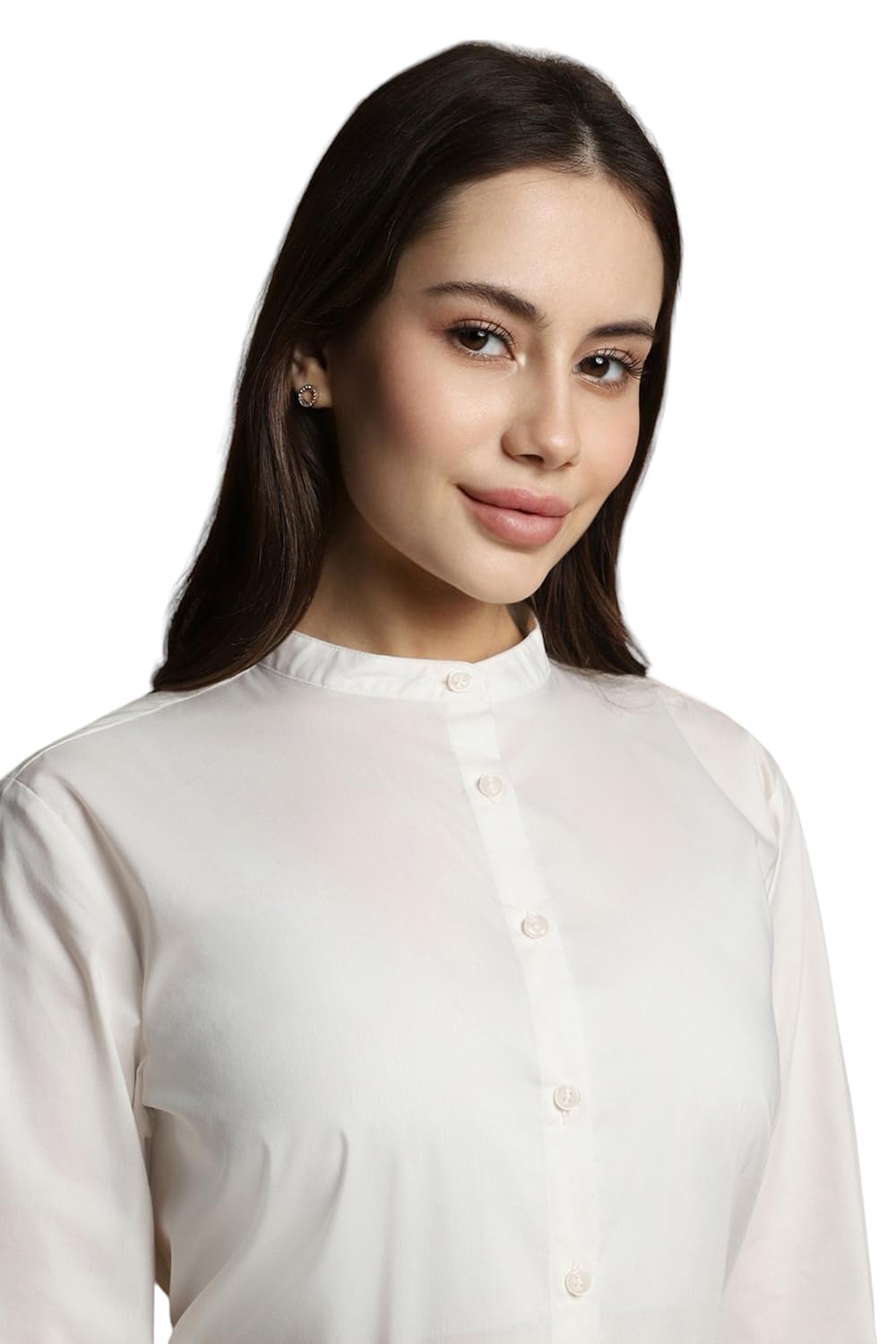 Allen Solly Women's White Plain Full Sleeve Casual Shirt