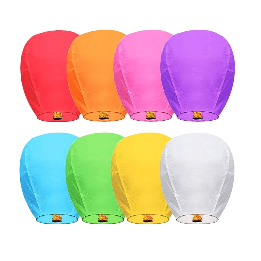 Sky Lanterns Paper Flying Sky Lantern Hot Air Balloon with Wax Candle Beautiful Lanterns for Weddings, Birthdays, Parties, Memorials, Diwali, New Year, Multicolor - Pack of 5