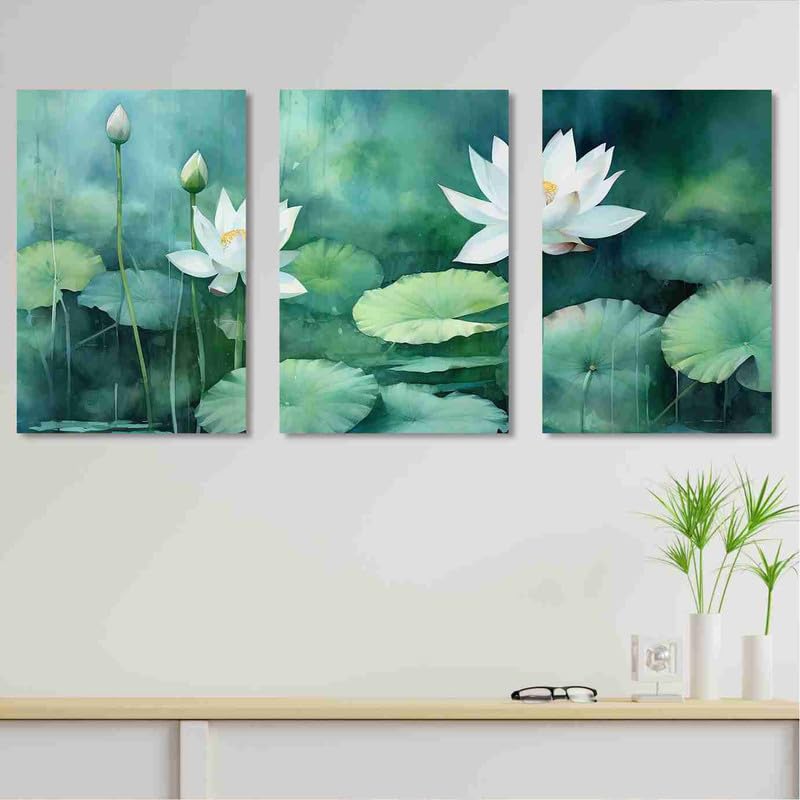 SAF paintings Set Of 3 Wooden Framed Canvas Painting|| Abstract Floral Theme Canvas Wall Art Painting for Home Décor And Office||For Bedroom,Living Room Home wall and Office Interior CR-228
