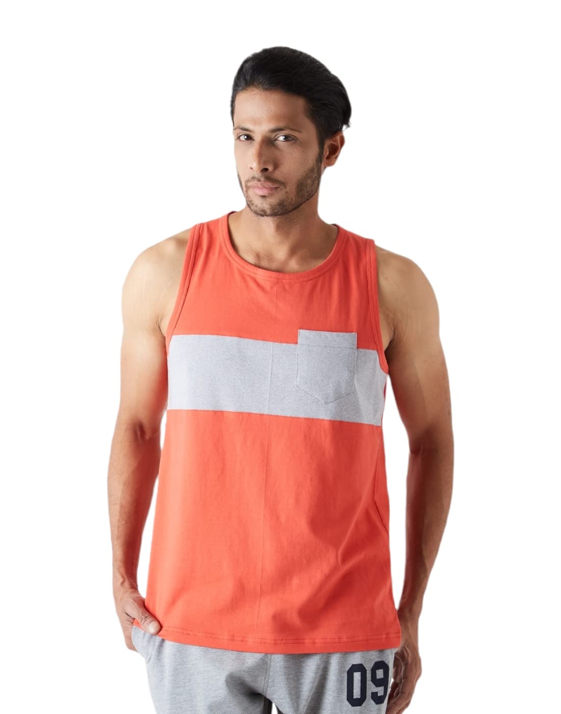 Alan Jones Clothing Men's Cotton Colorblocked Sleeveless Regular Fit T-Shirt-1
