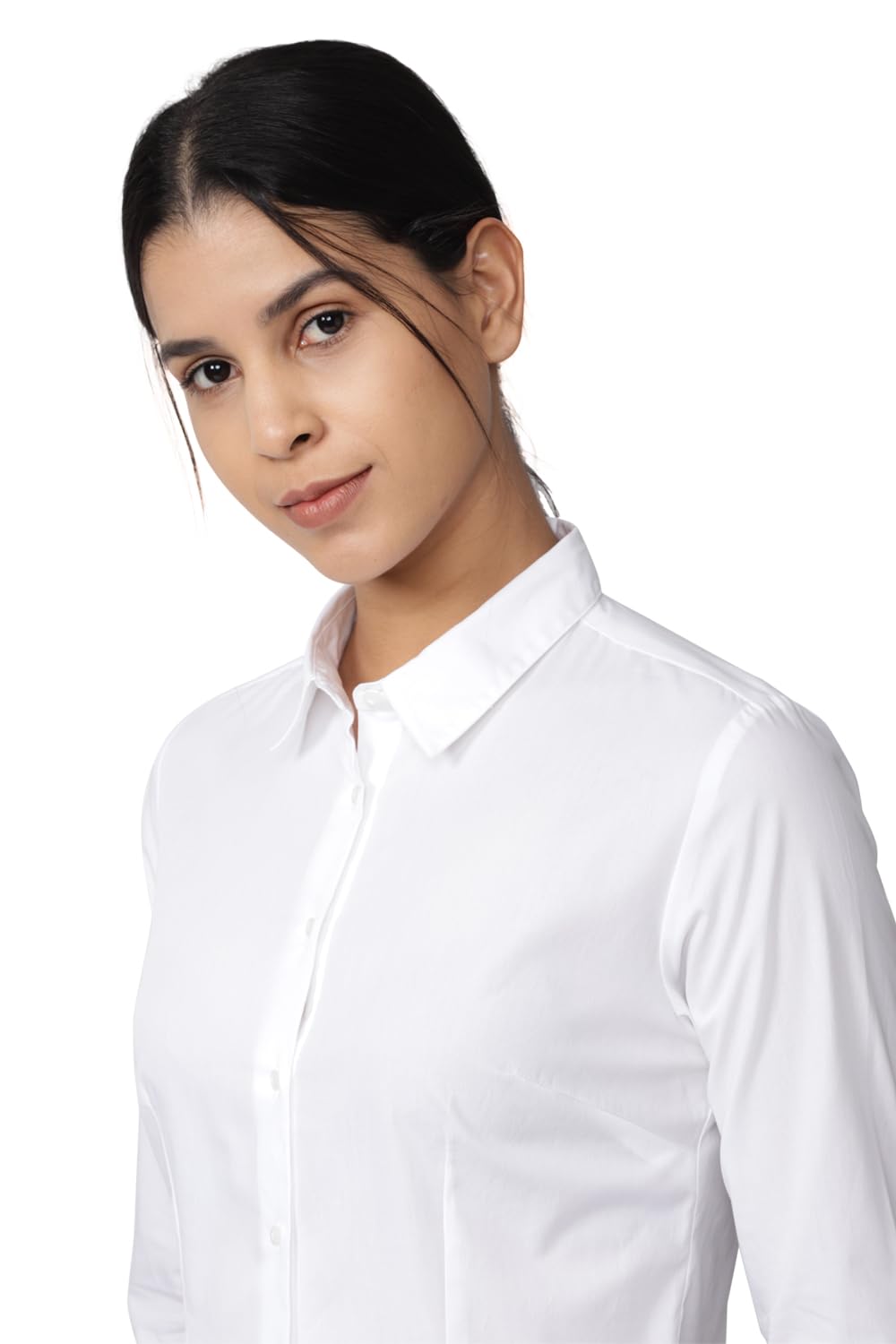 Allen Solly Women's Cotton White Plain Full Sleeve Casual Shirt