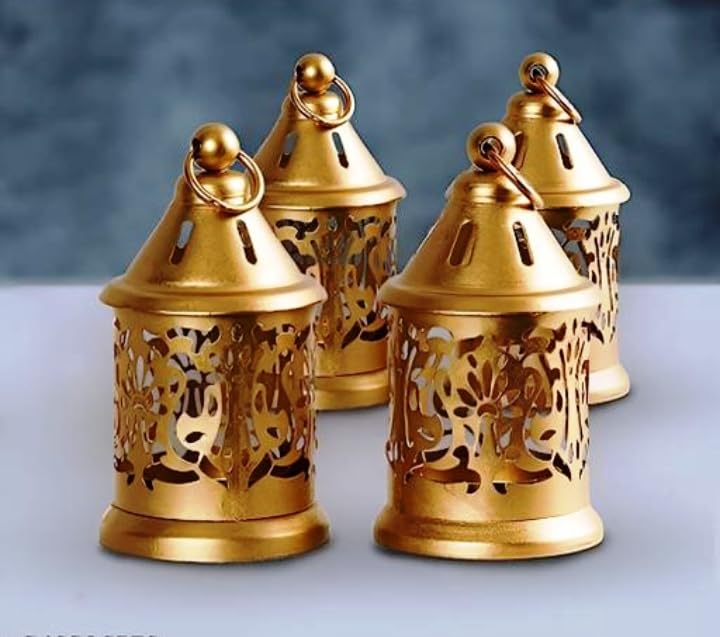 Decor Gallery Metal Lanterns for Home, Wedding, Party, Eid, Diwali, New Year, Birthday, Anniversary, Housewarming Gift Pack of 4