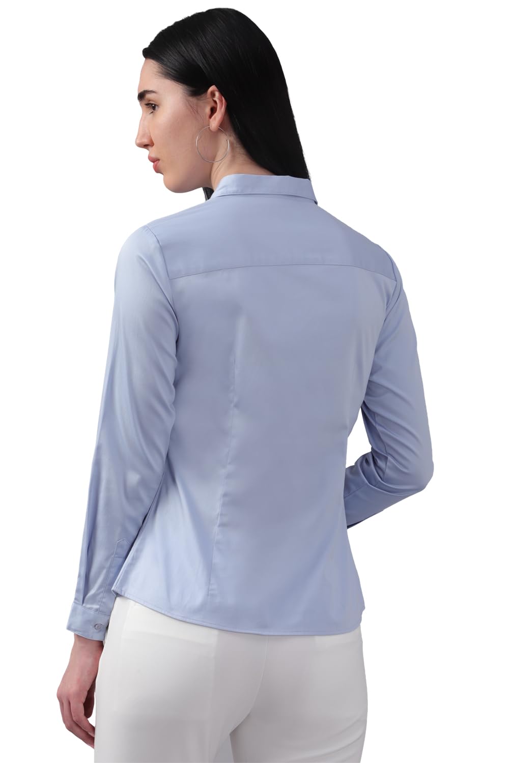 Allen Solly Women's Light Blue Plain Full Sleeve Casual Shirt