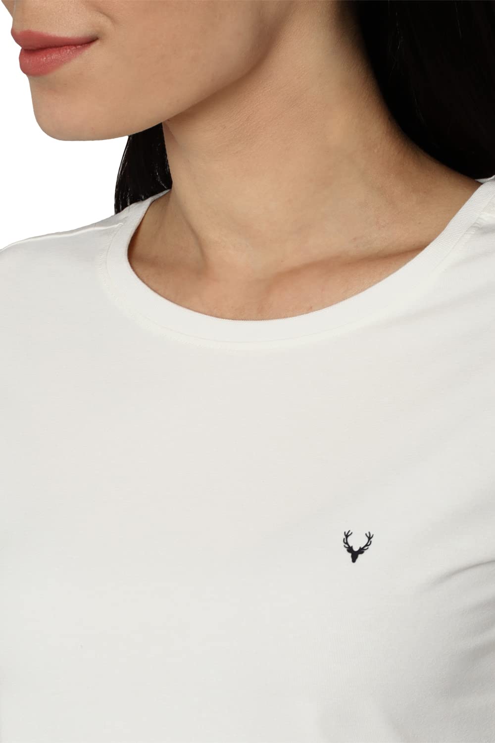 Allen Solly Women's Cotton white Plain 3/4 Sleeve T-Shirt