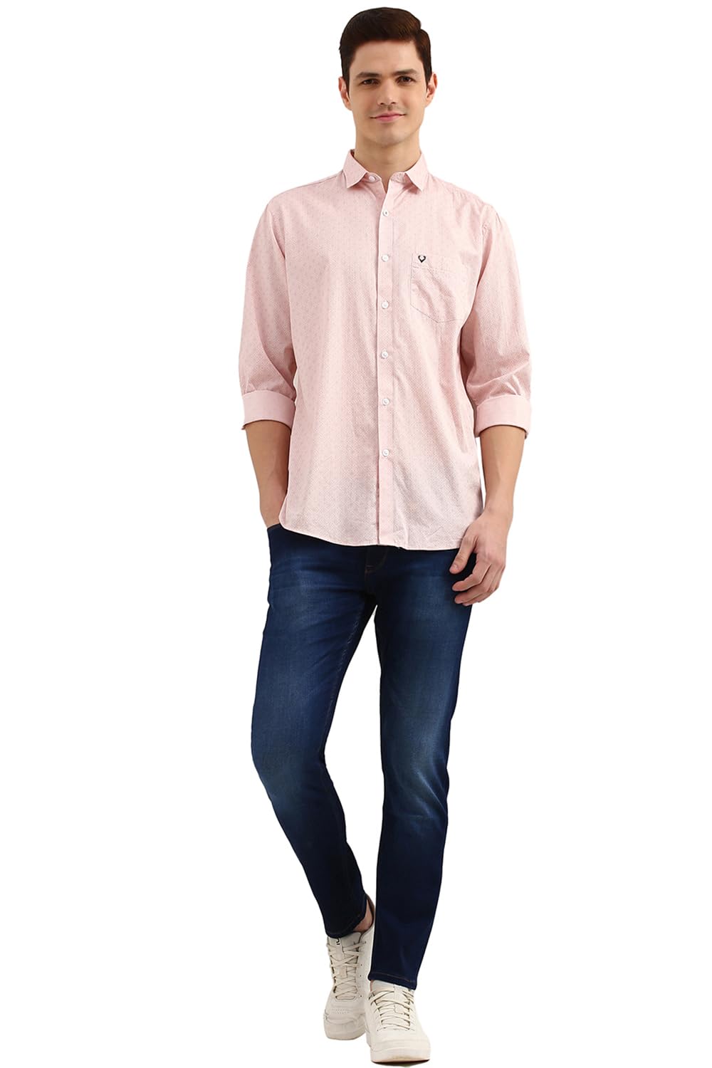 Allen Solly Men Pink Slim Fit Print Full Sleeves Casual Shirts