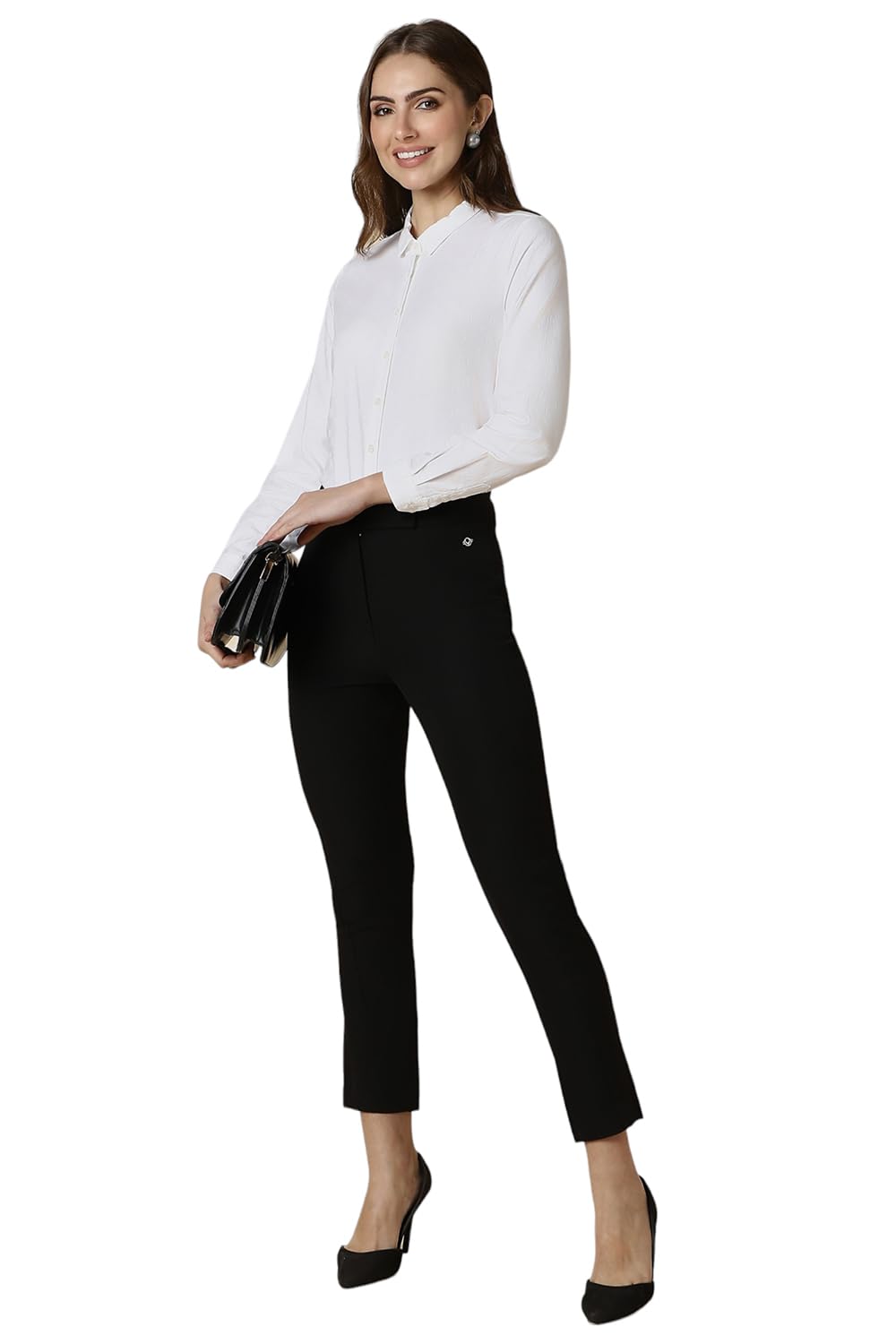 Allen Solly Women's White Plain Long Sleeve Formal Shirt