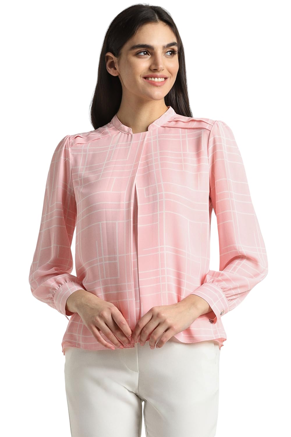 Allen Solly Women's Pink Printed Long Sleeve Casual Shirt