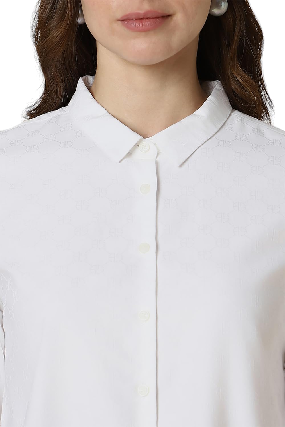 Allen Solly Women's White Plain Long Sleeve Formal Shirt