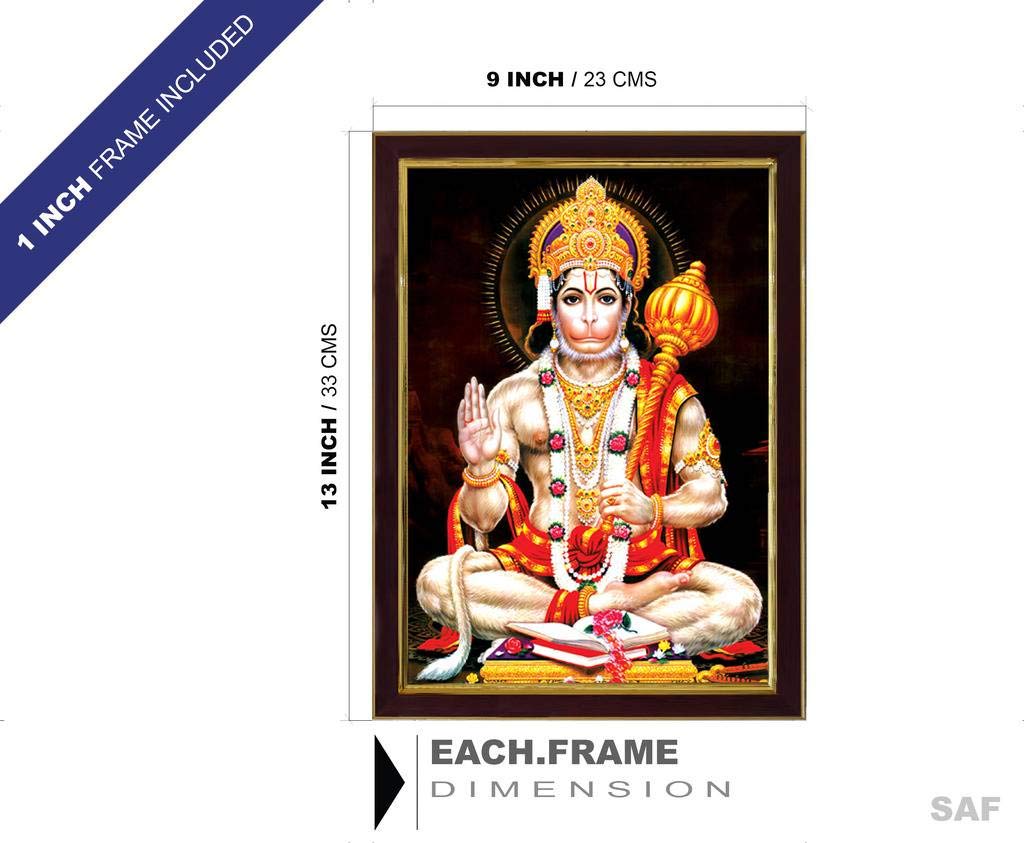SAF paintings Lord Hanuman Ji SAFR3299 Sparkle Coated Digital Print Painting (13.25 inch x 9.25 inch) SAFR3299
