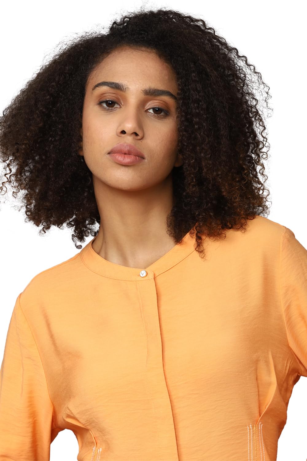 Allen Solly Women's Orange Plain Long Sleeve Casual Shirt