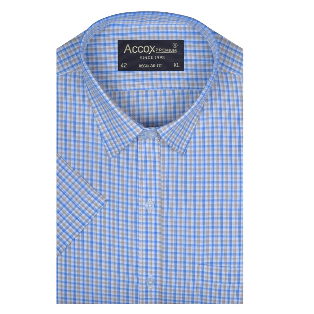 ACCOX Men's Breathable Cotton Half Sleeves Checkered Regular Fit Formal Shirt for Men (O_GCR406)