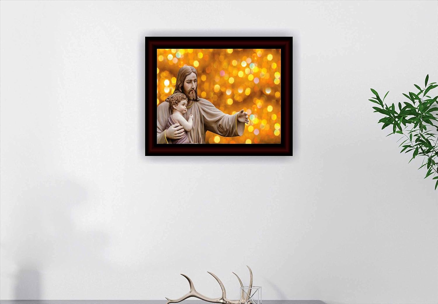 SAF paintings Lord Jesus Sparkle Coated Digital Reprint Painting (13.25 inch x 9.25 inch) SANFR8725