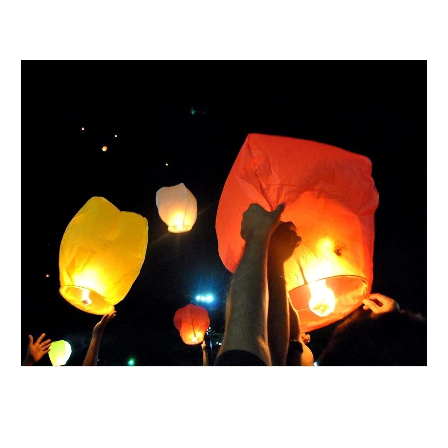 PRINT BHARAT Sky Lanterns Multicolour Hot Air Balloon/Flying Night Sky Light Candle for Diwali/Christmas/Birthday/All Festival Multicolor,Paper (Lanten 4)