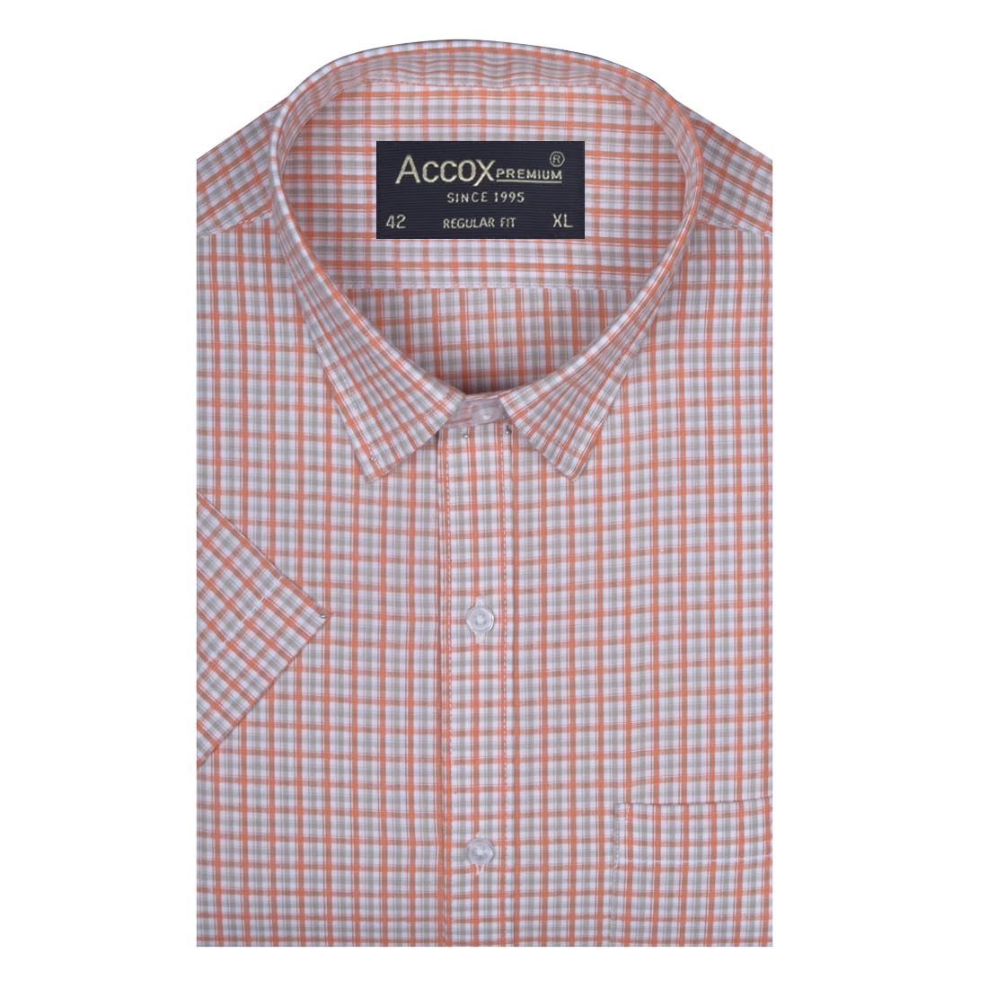 ACCOX Men's Breathable Cotton Half Sleeves Checkered Regular Fit Formal Shirt for Men (O_GCR405)