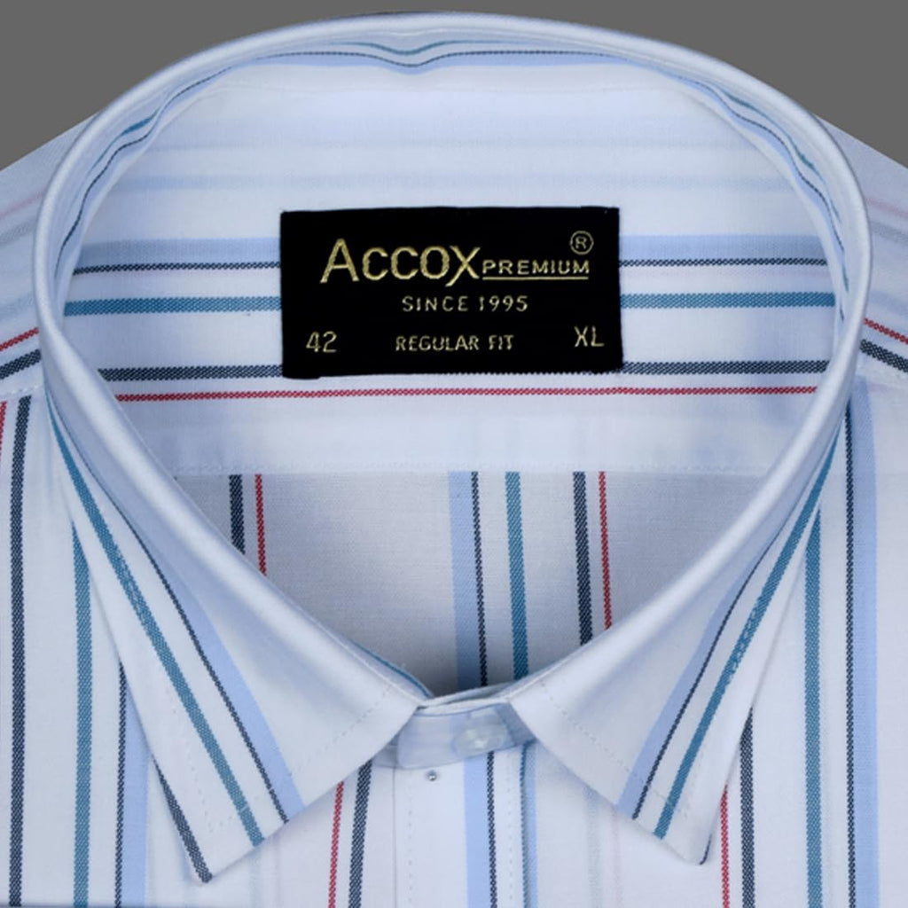ACCOX Men's Breathable Cotton Full Long Sleeves Checkered Striped Regular Fit Formal Shirt for Men (O_GCR390)