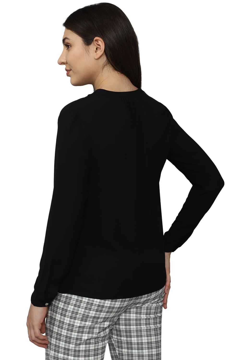 Allen Solly Women's Black Plain Long Sleeve Casual Shirt