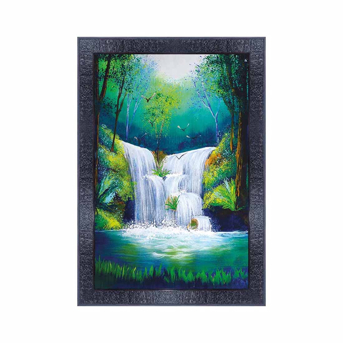 pnf Poster And Frames Vastu Waterfall Landscape Scenery Wooden Photo Frame With Acrylic Sheet | Living Room, Bedroom | Home Decoration | Best Gifting Option (10x14inch Multicolour,Synthetic) 1758