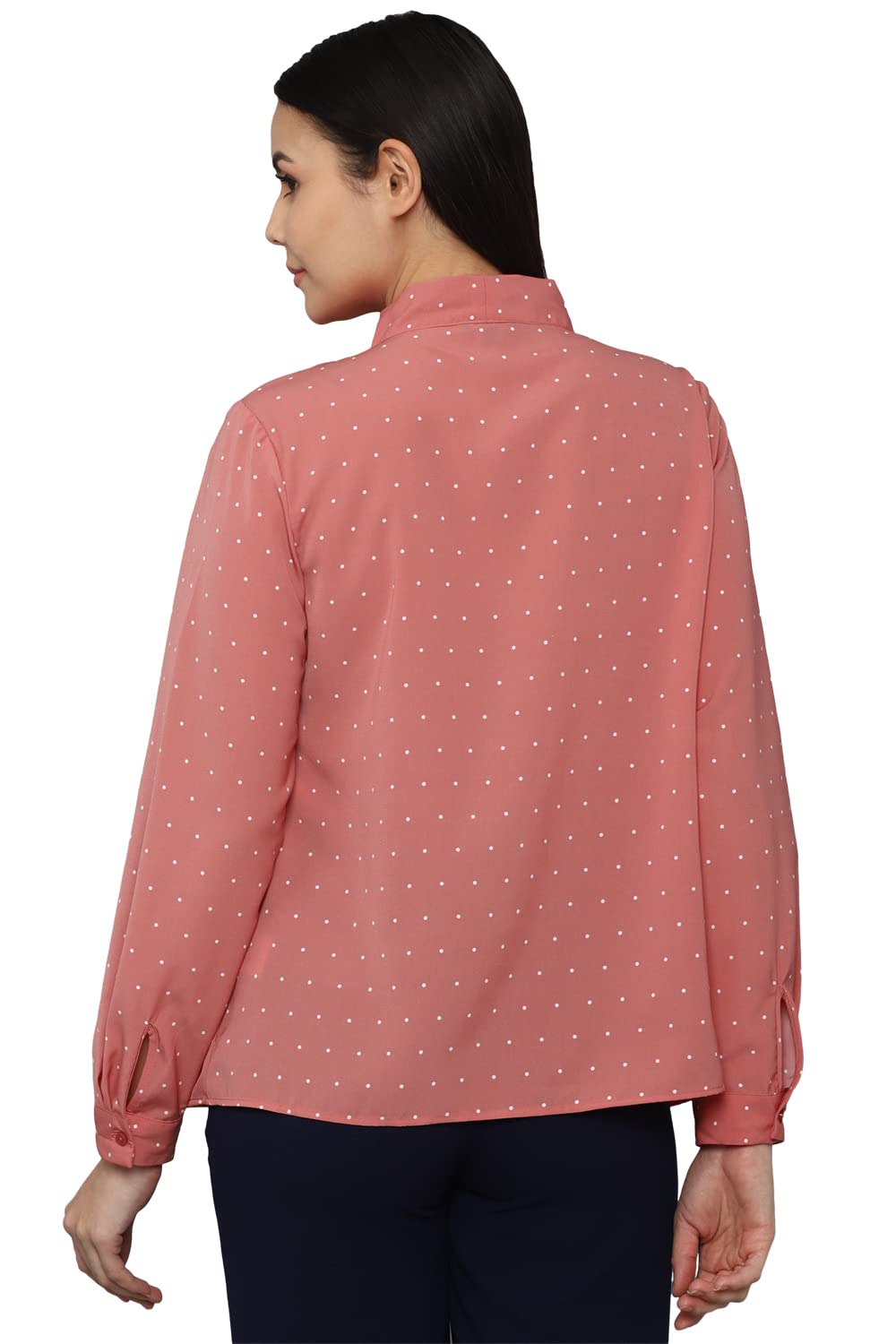 Allen Solly Women's Polyester Pink Printed Full Sleeve Casual Shirt