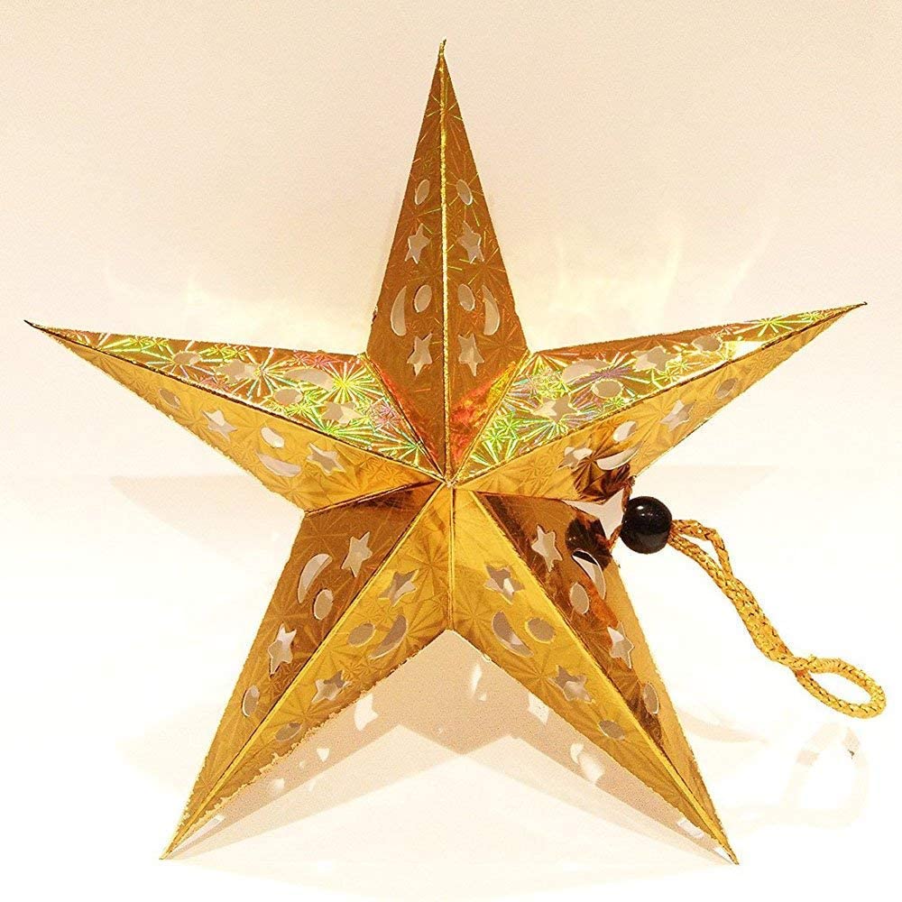 LUDALY Golden Star Paper Lantern for Diwali New Year Christmas Decorations Pack of 1 PC