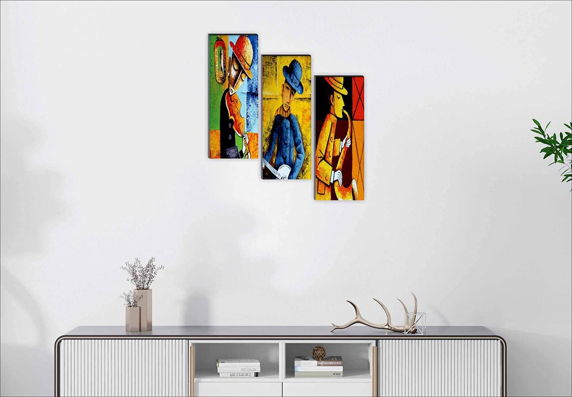 SAF paintings Modern Art 6MM MDF Framed Set of 3 Digital Reprint 15 inch x 18 inch Painting SANFJ15 SANFJ15