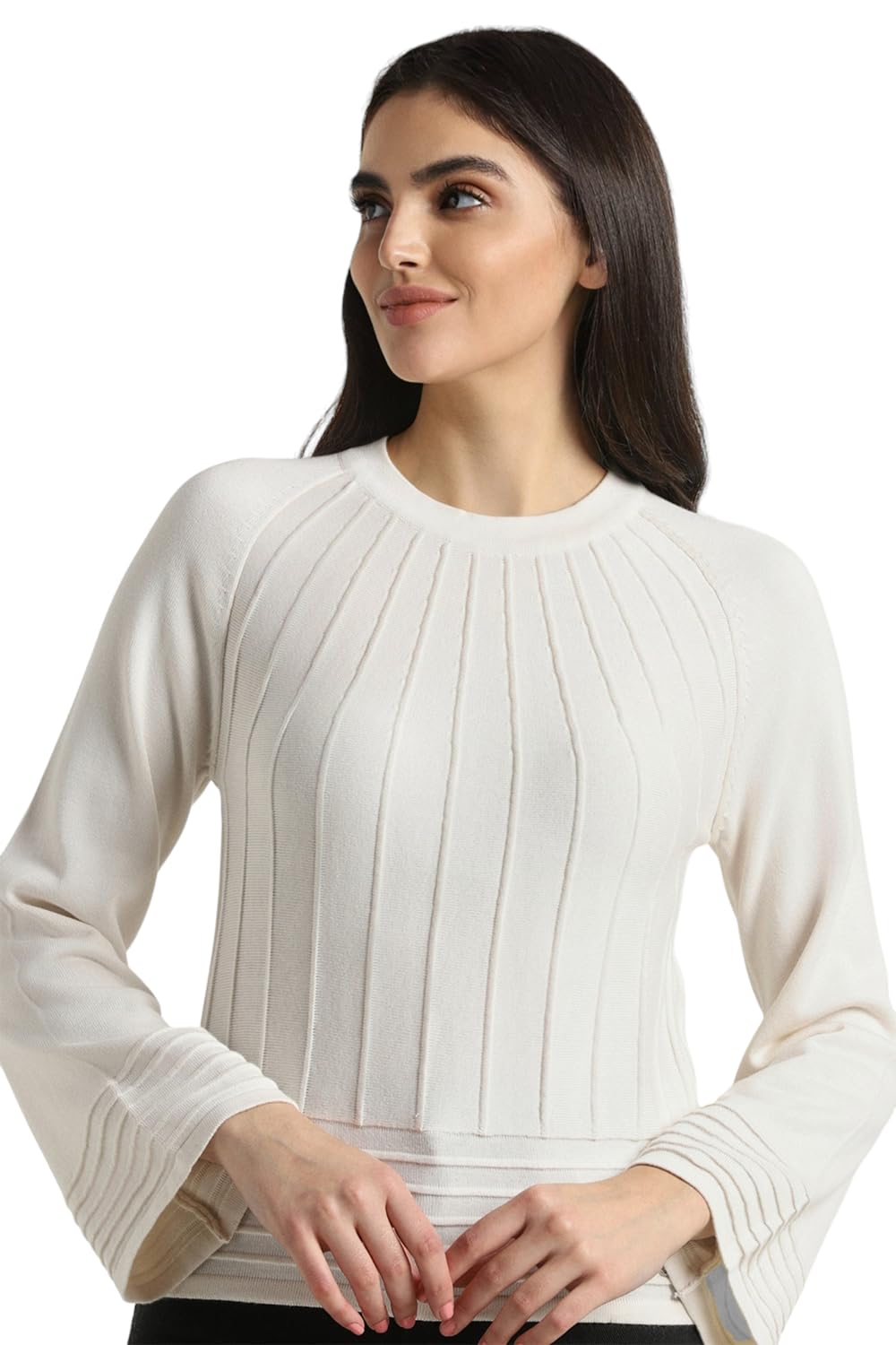 Allen Solly Women's White Plain Full Sleeve Casual Shirt