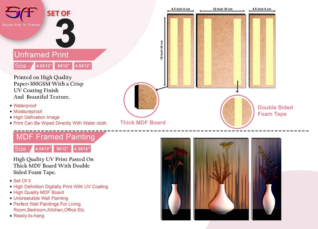 SAF Wood Figures, Religious, Flowers Painting, Multicolour, 12 inchx18 inch