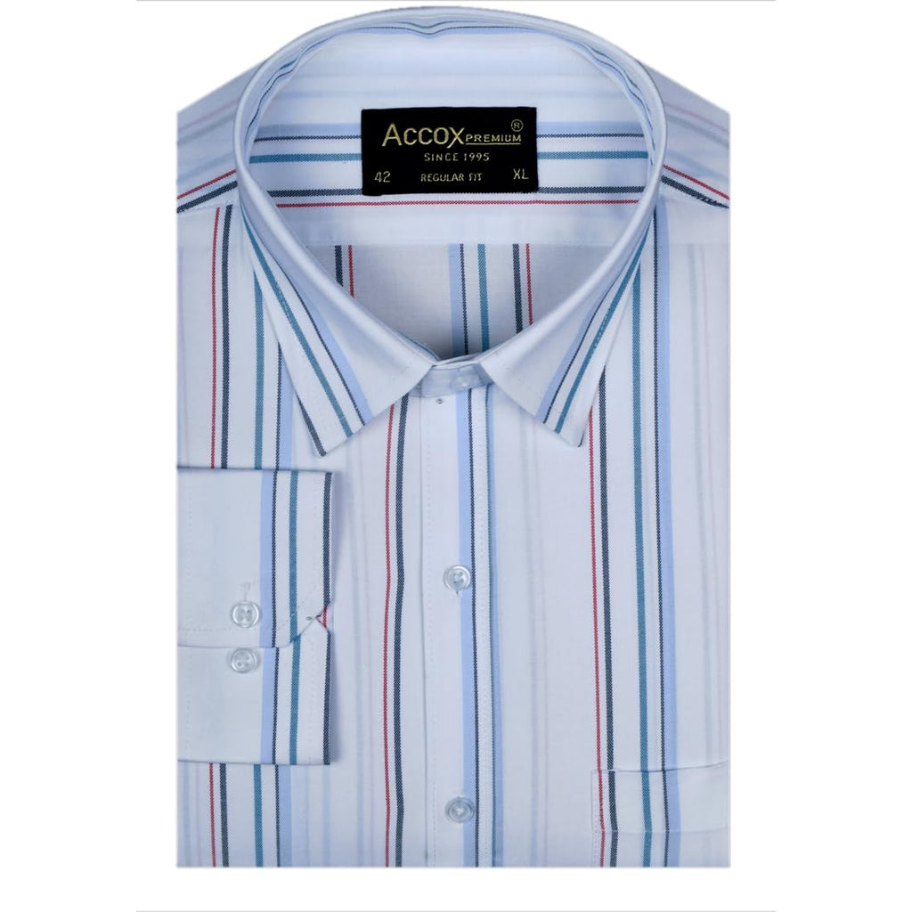 ACCOX Men's Breathable Cotton Full Long Sleeves Checkered Striped Regular Fit Formal Shirt for Men (O_GCR390)