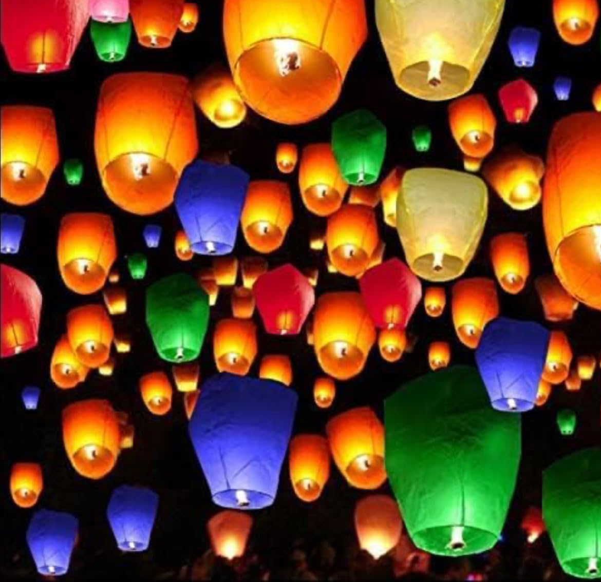 Make A Wish Hot Air Balloon Paper Sky Lanterns, Mix Colours, Pack of 3 Diwali Newyear Christmas Sky Lanterns