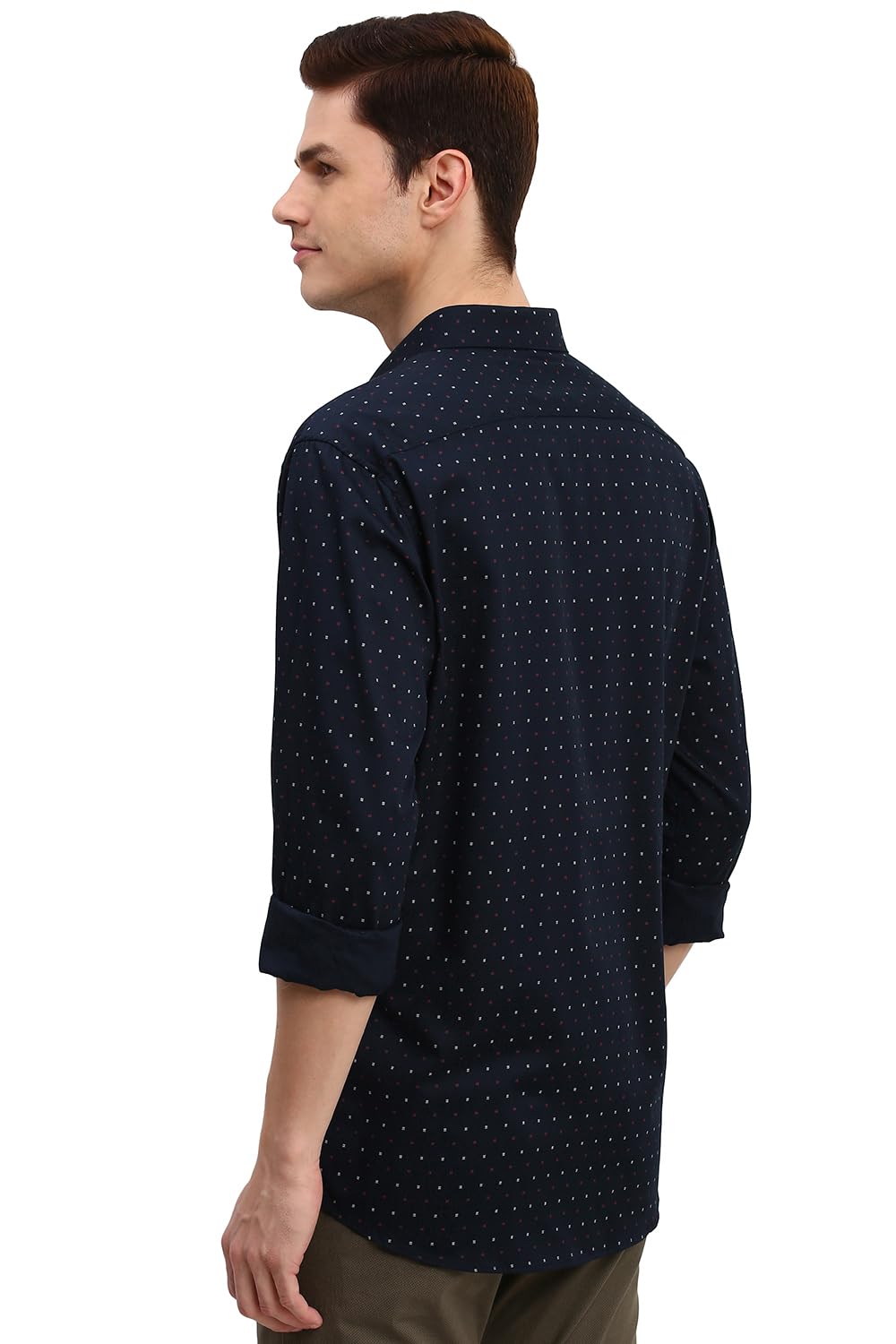 Allen Solly Men's Slim Fit Printed Full Sleeve Formal Shirt