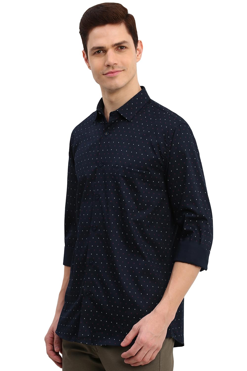 Allen Solly Men's Slim Fit Printed Full Sleeve Formal Shirt