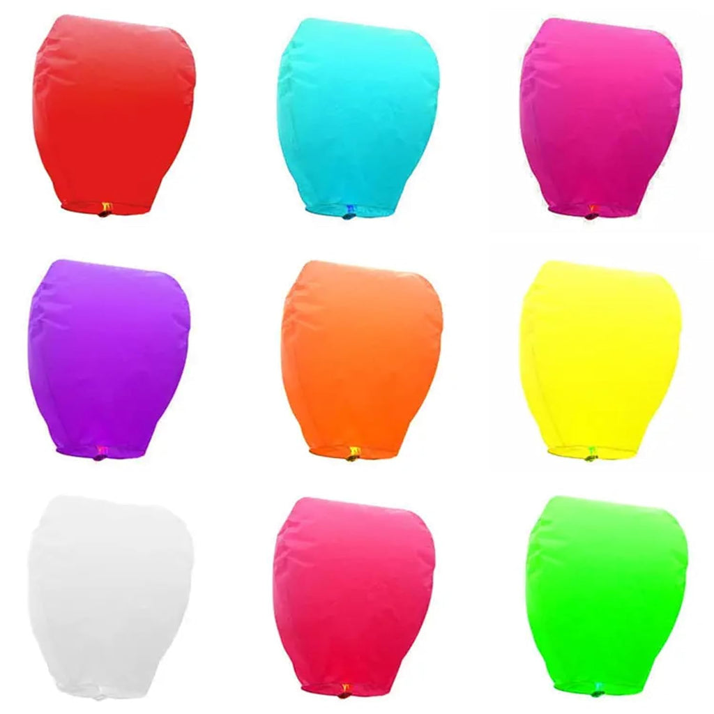 FanXplore Paper Sky Lantern Assorted Colour Hot Air Balloon for Diwali/Marriage/Christmas/All Festival with Fuel Wax Candle for Birthday New Year (Pack of 5)