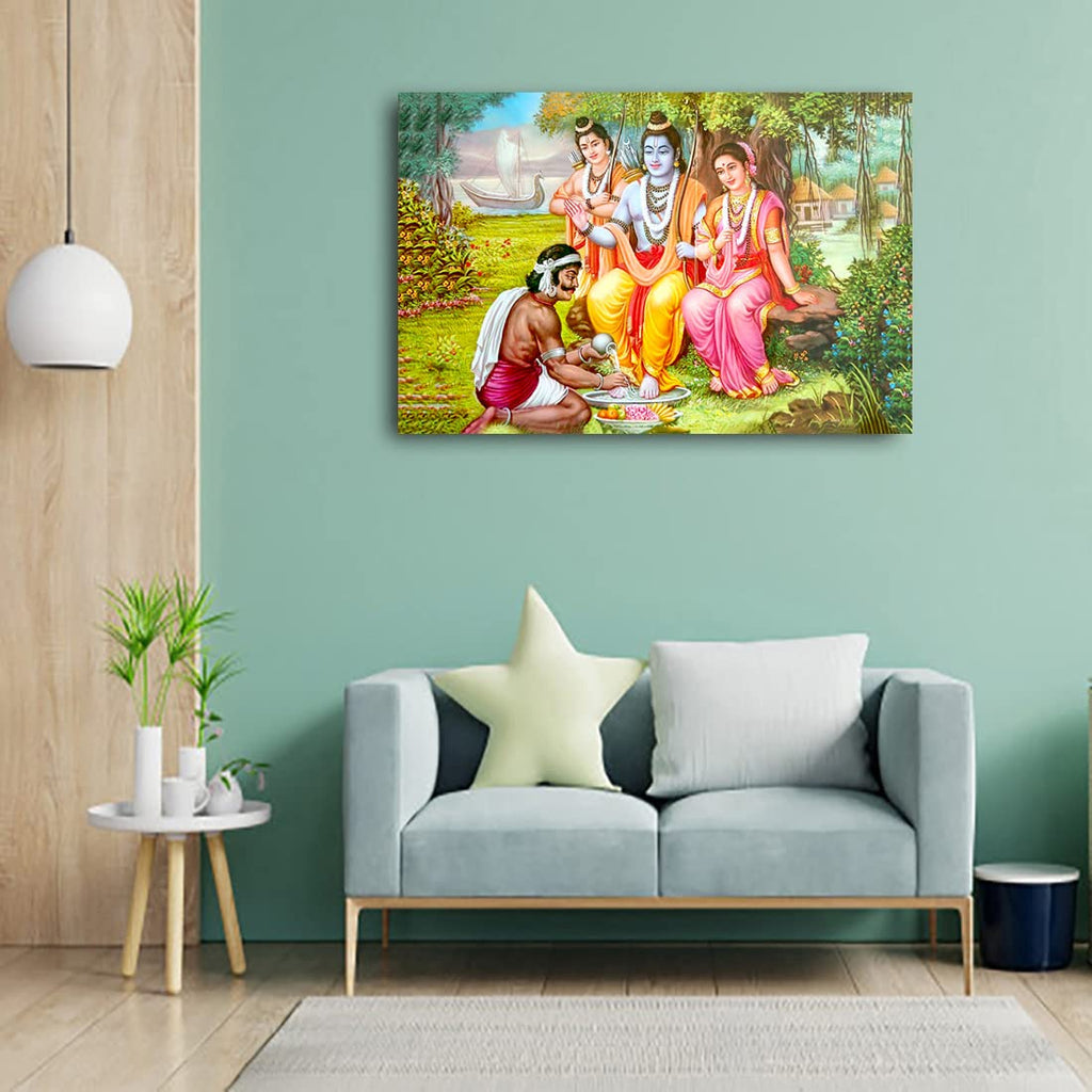 Dharvika Innovations Shree Ram Poster Big Size | Shree Ram Darbar Poster big size |Shri Ram Poster Big Size Sparkle Coated Self Adhesive Waterproof Painting Vinyl Poster Without Frame (24 x 36 inch)