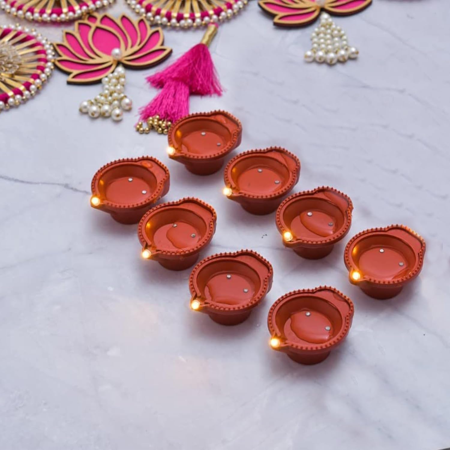 GO WELL Water Sensor Diya for Home Decoration - 12 Pcs Electric Flameless & Smokeless LED Diya Lights, Candle for Home Decor, Diwali Festivals Decoration,Christmas,New Year, Festive