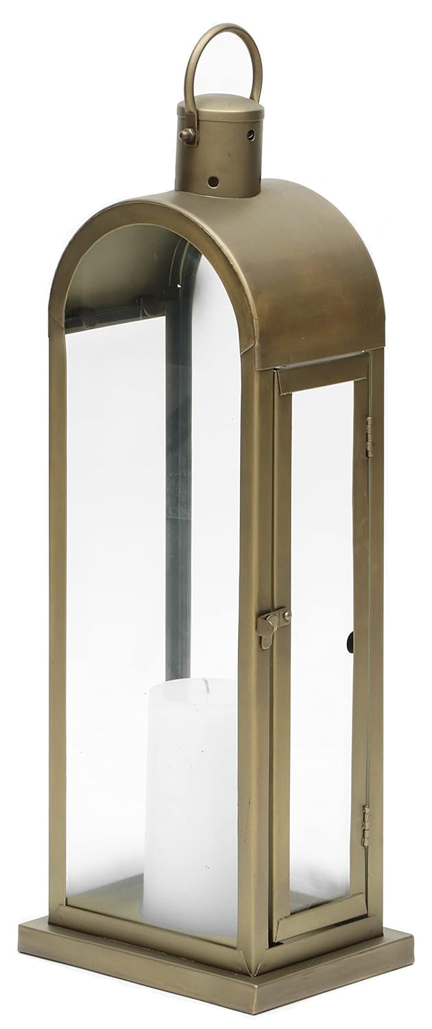 OPAXA LIVING - Antique Dome Metal Candle Lantern Handcrafted Premium Home Decor Lantern, Diwali Candle Holder (Large) (20x15x55 CM)