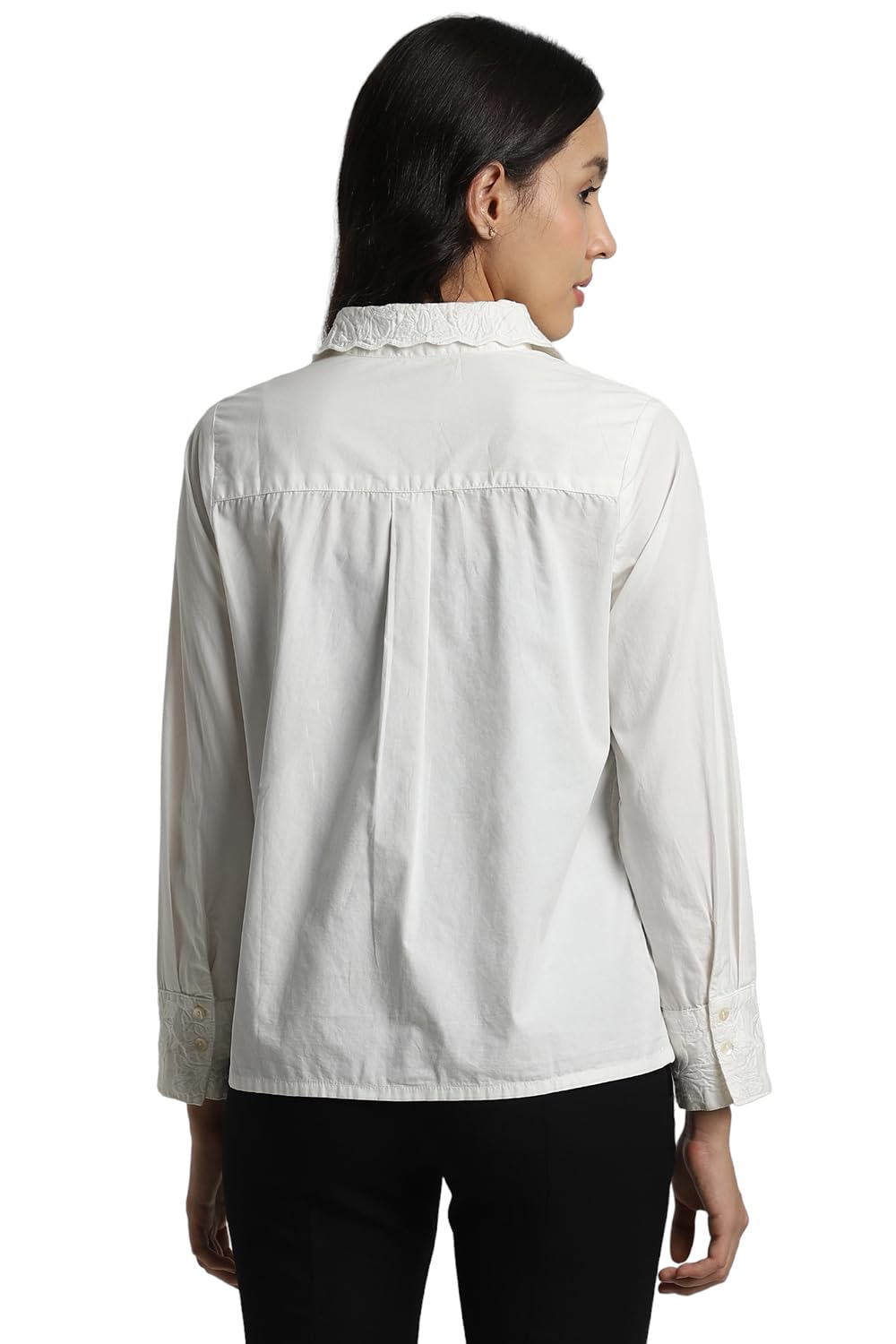 Allen Solly Women's White Plain Long Sleeve Casual Shirt