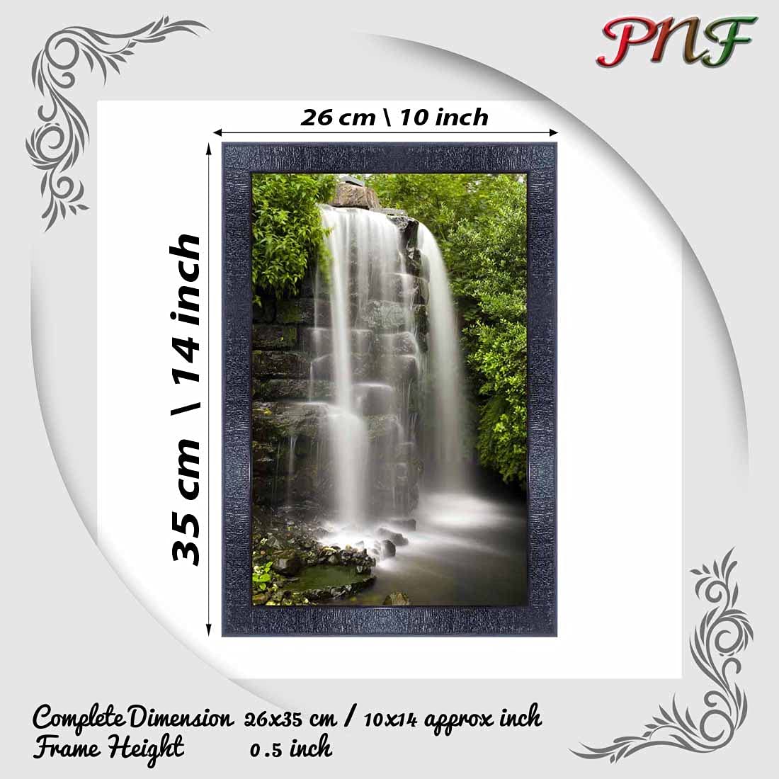 pnf Poster And Frames Vastu Waterfall Landscape Scenery Wooden Photo Frame With Acrylic Sheet | Living Room, Bedroom | Home Decoration | Best Gifting Option (10x14inch Multicolour,Synthetic) 8338