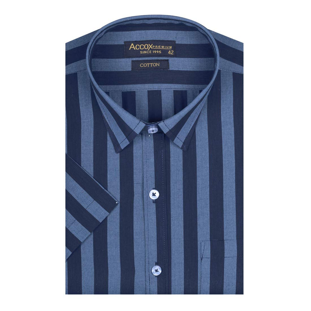 Accox Men's Cotton Striped Formal Shirt (B0D7VSGLNN)