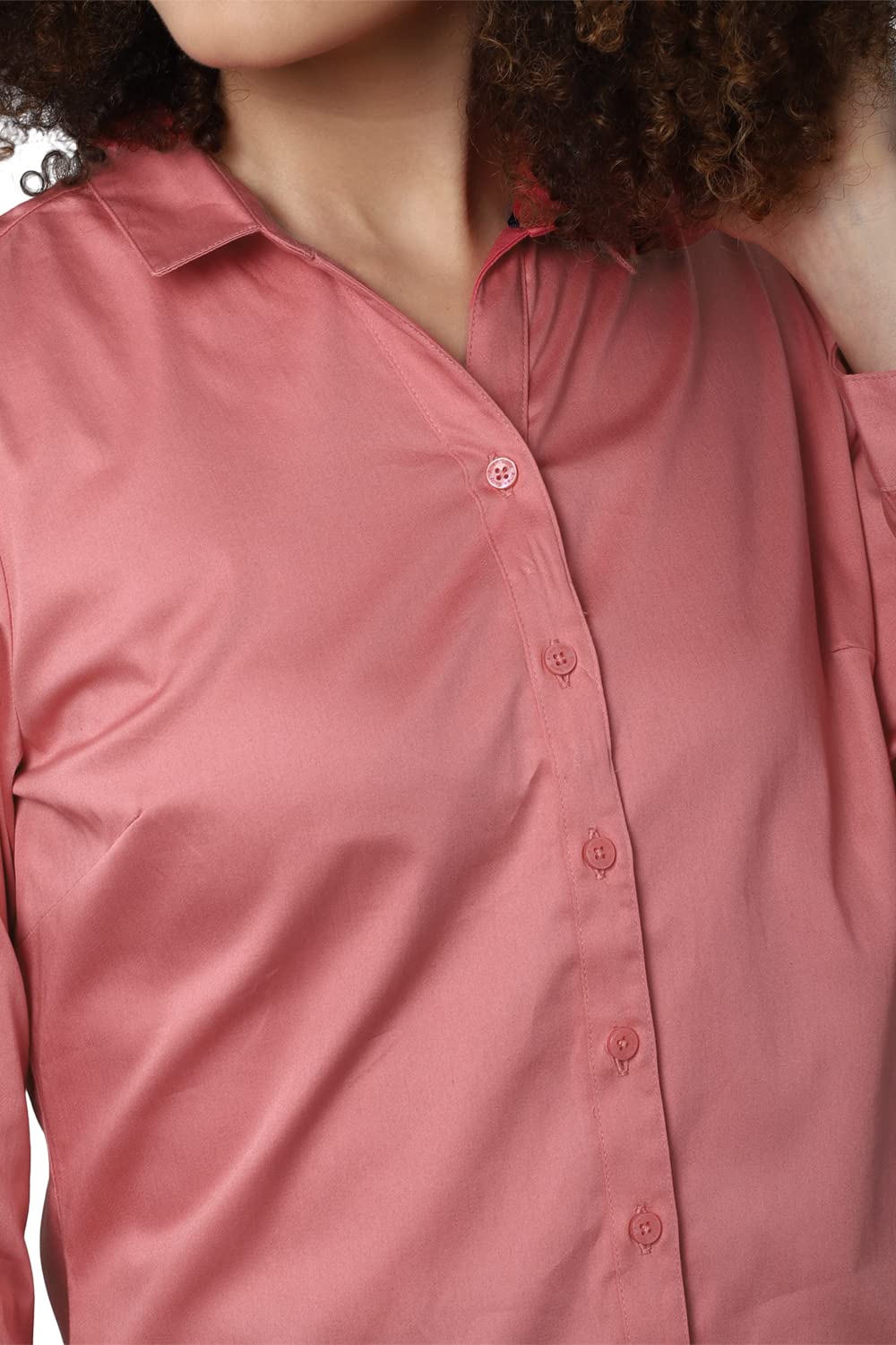 Allen Solly Women's Pink Plain Full Sleeve Casual Shirt