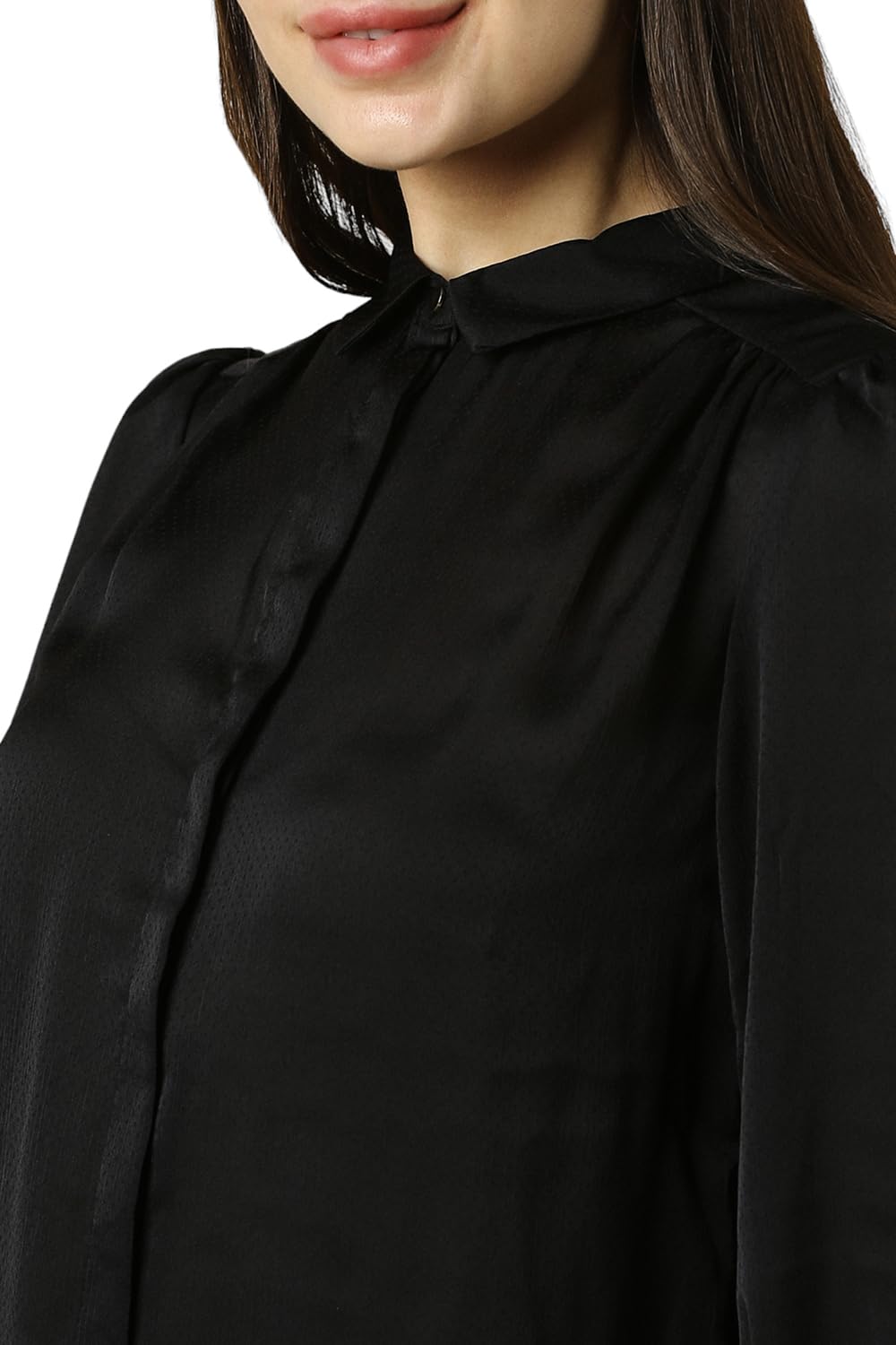 Allen Solly Women's Black Plain Long Sleeve Formal Shirt