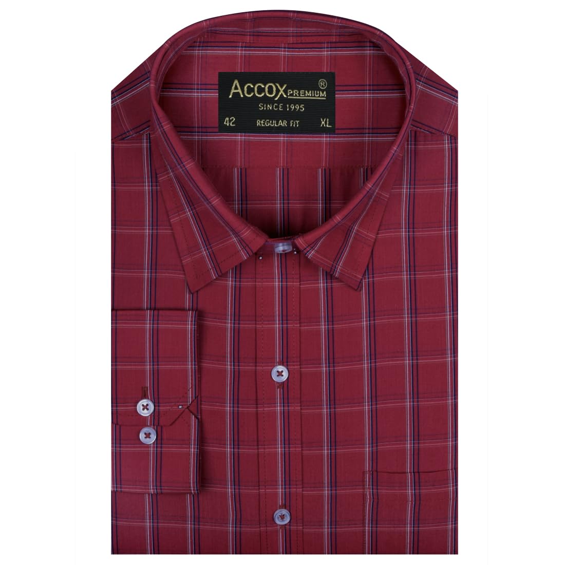 ACCOX Men's Breathable Cotton Full Long Sleeves Checkered Regular Fit Formal Shirt for Men (O_GCR392)