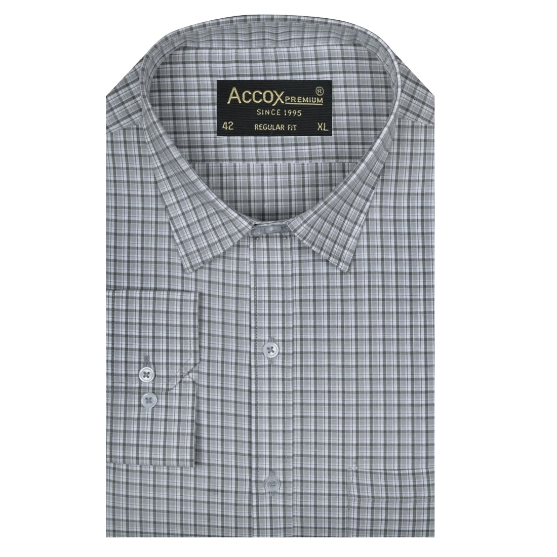 ACCOX Men's Breathable Cotton Full Long Sleeves Checkered Regular Fit Formal Shirt for Men (O_GCR400)
