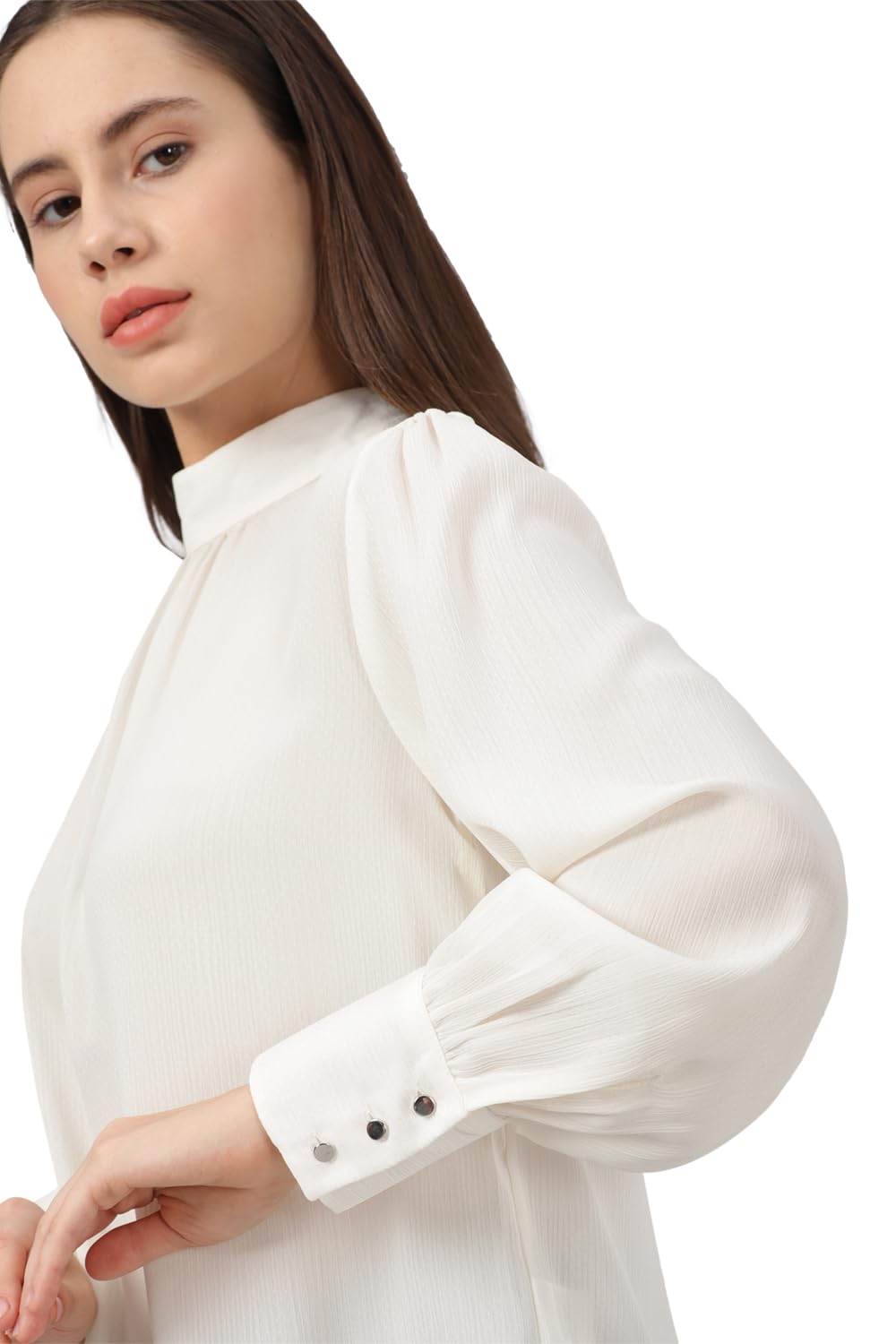 Allen Solly Women's White Plain Long Sleeve Casual Shirt