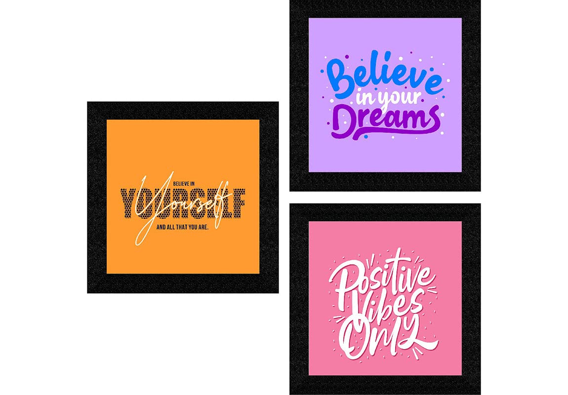 SAF paintings Engineered Wood, Quote, Landscapes, motivational, Flowers Framed Painting, Multicolour, UV Textured, 10 Inch X 10 Inch SANFQT31427