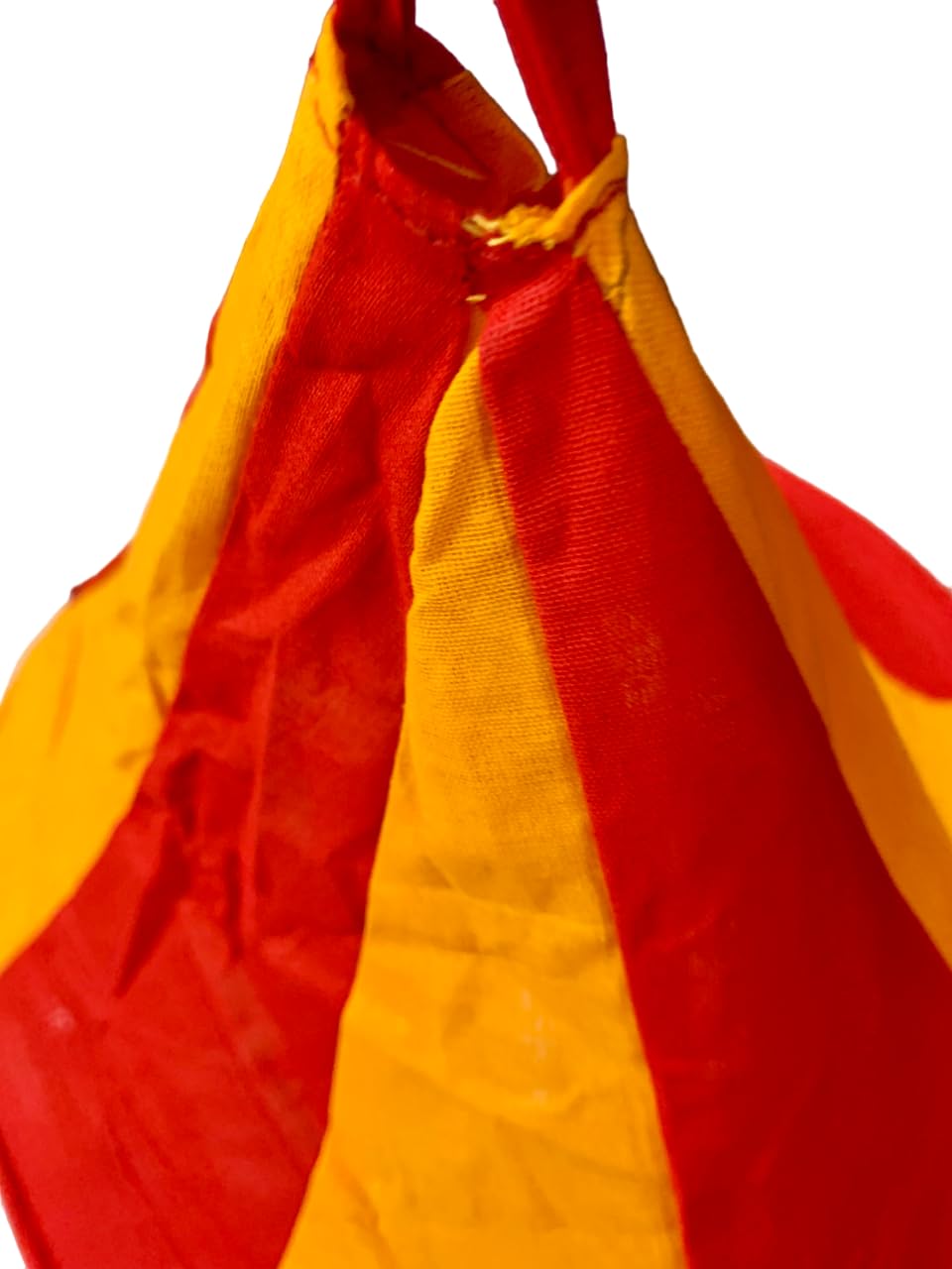 Cloth Applique Free Hanging Decor Item/Festive Lantern, Jhoomar Shape with 3-Steps, Compressible, from Pipli Odisha (Orange & Red)