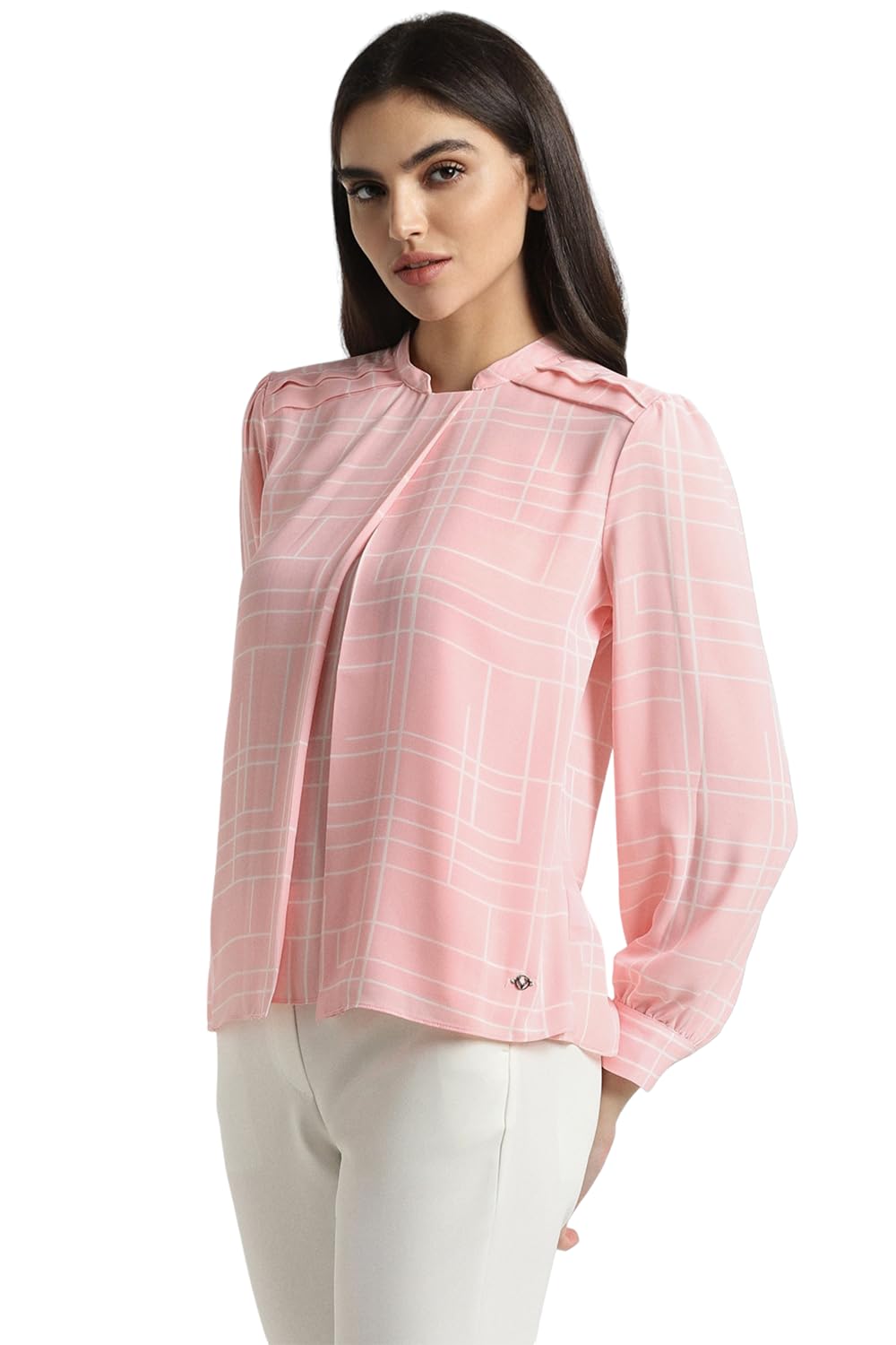 Allen Solly Women's Pink Printed Long Sleeve Casual Shirt