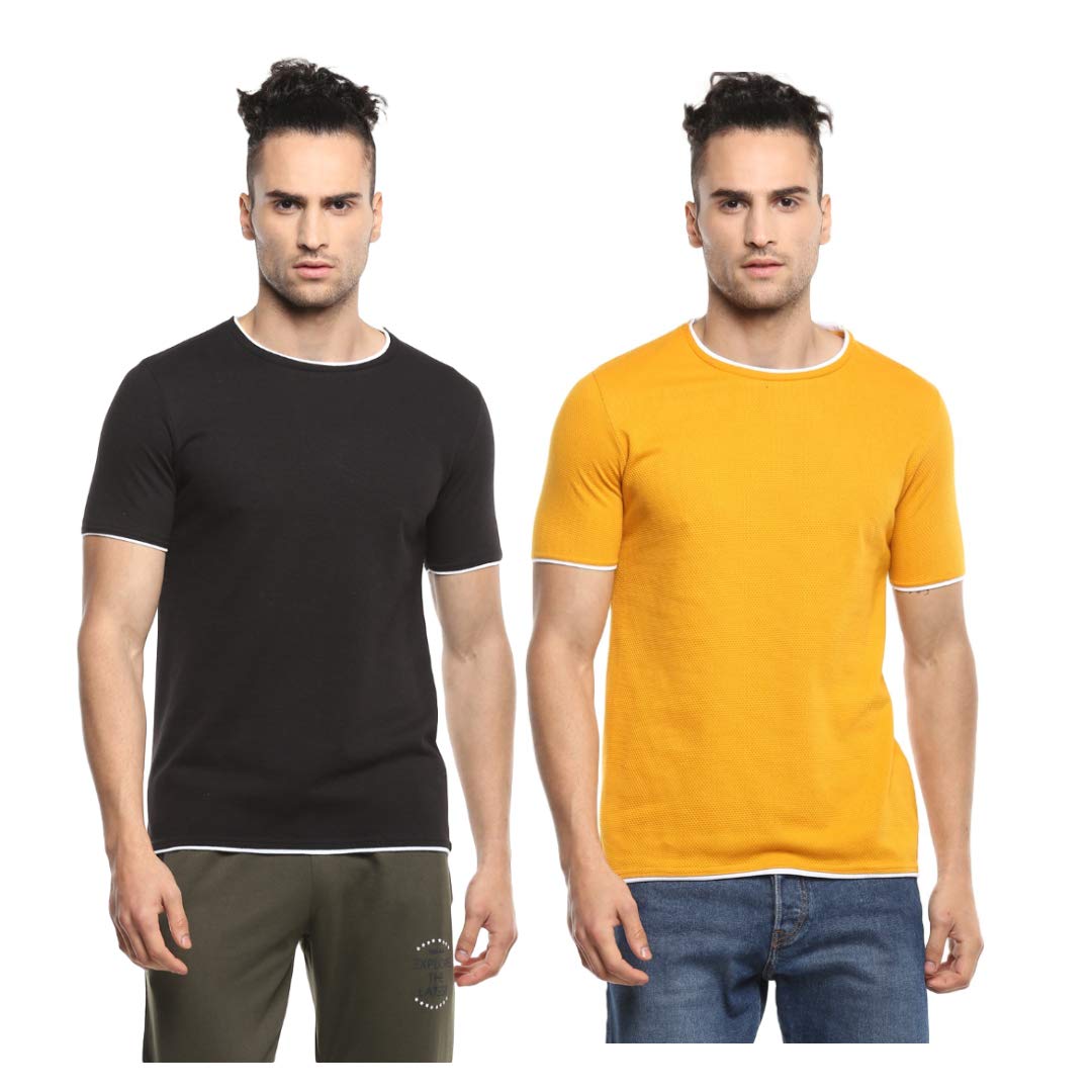 Alan Jones Clothing Double Collar Men's Round Neck Regular Fit T-Shirt (Pack of 2)-1