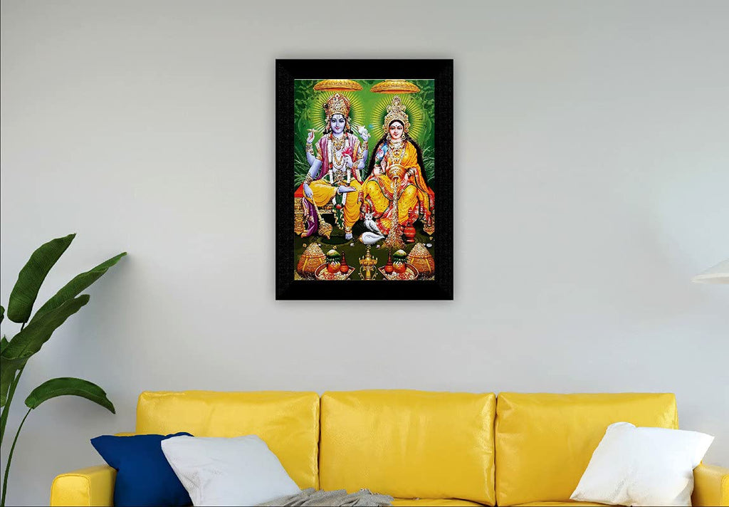 SAF paintings Laxmi Narayan multi-effect UV Textured Home Decorative gift item Framed Painting 10 Inch X 13 Inch SANFK30748