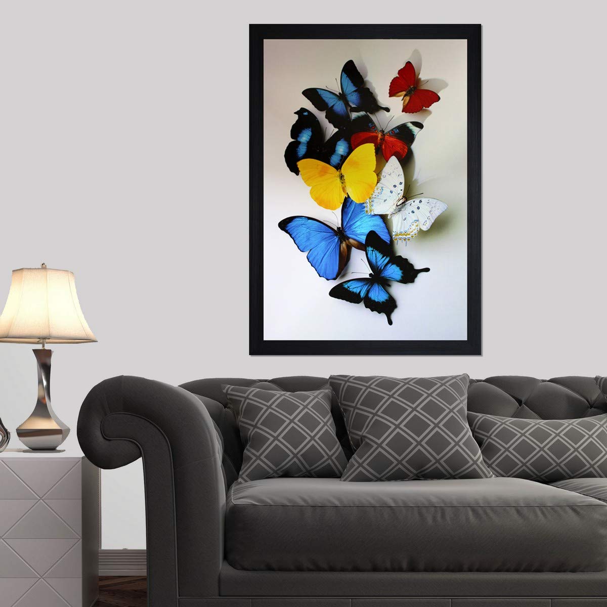 SAF paintings Butterfly Modern Art Sparkle Lamination Finished Surface Golden Slim Frame for Home Decor 13.5 inch x 19.5 inch