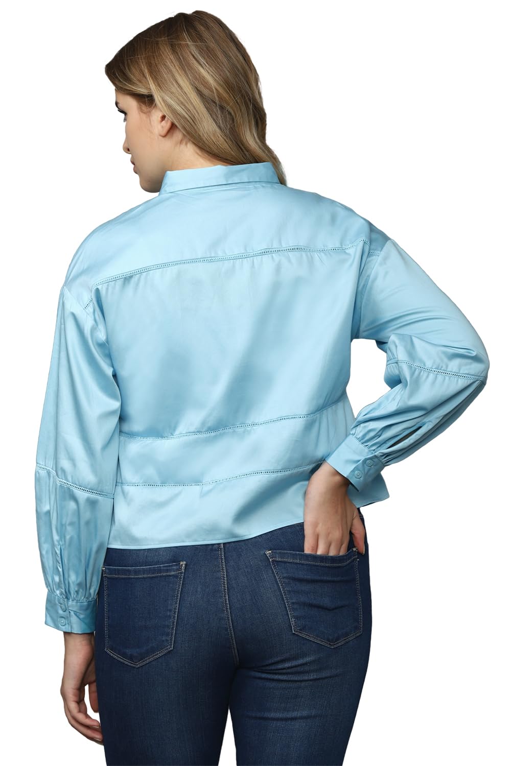 Allen Solly Women's Blue Plain Long Sleeve Casual Shirt