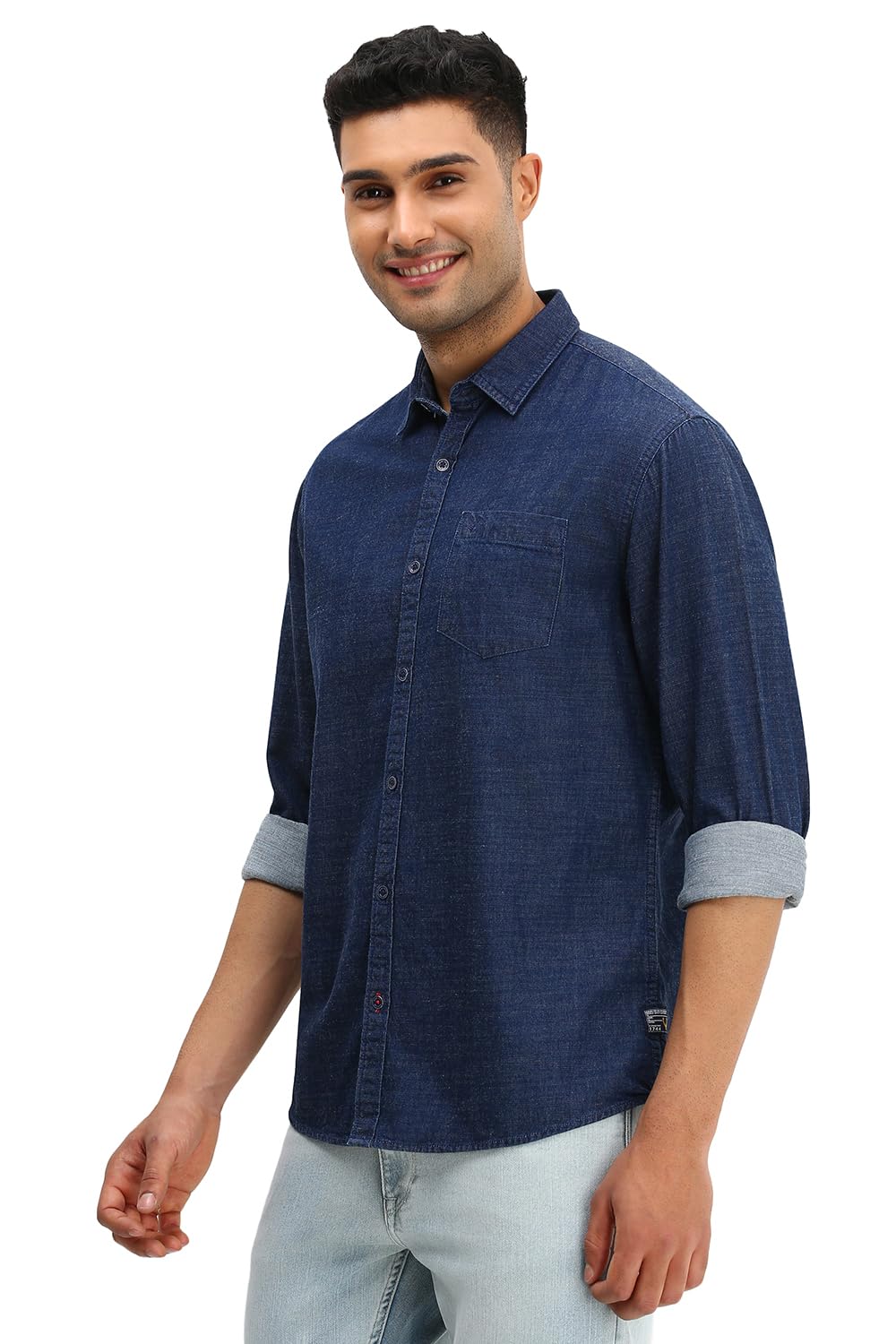 Allen Solly Men Navy Custom Fit Solid Full Sleeves Casual Shirts